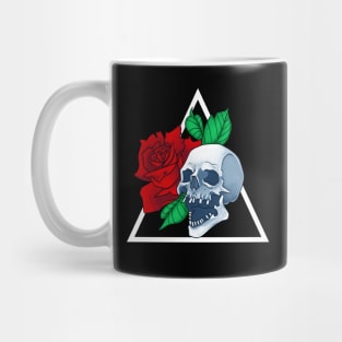 Red Flower Rose Skull Mug